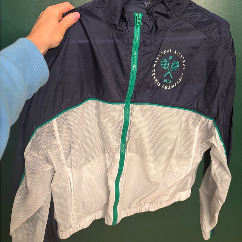 Navy and White Tennis Windbreaker